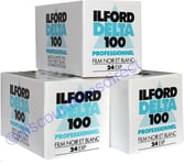 3 x ILFORD DELTA 100 35mm 24exp B&W CHEAP CAMERA FILM FRESH by 1st CLASS POST