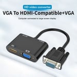 HDTV VGA to HDMI-Compatible Adapter Conventer VGA Splitter with 3.5mm Audio