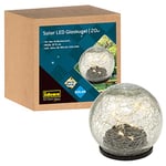 Idena 31244 - Boule en verre LED avec 20 LED blanc chaud - Boule transparente - Lampe solaire pour extérieur - Avec panneau solaire et batterie - Environ 15 cm - Décoration de fête - Décoration pour