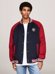 Tommy Jeans Crest Wool Blend Bomber Jacket, Navy/Regatta Red