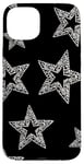 iPhone 15 Plus White Mosaic Star Pattern On Black Y2K Star Case