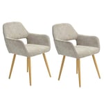 MEUBLE COSY Lot de 2 Chaise de Salle à Manger Scandinave Fauteuil de Salon Cuisine Bureau, Beige, 56x56x78cm