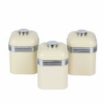 Swan SWKA1020CN Retro Kitchen Storage Canisters, Cream - Set of 3