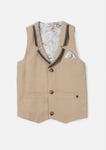 Angel & Rocket Boys Felix Grey Linen Blend Waistcoat - Beige - Size 12Y