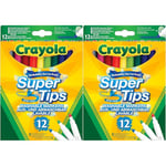 CRAYOLA SuperTips Washable Markers - Assorted Colours (Pack of 24) Premium Felt Tip Pens That Can Easily Wash Off Skin & Clothing Ideal for Kids Aged 3+