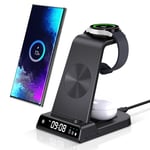 Phelinta Chargeur sans Fil pour Samsung, Station de Charge 3 en 1 pour Samsung S24 Ultra/S23 Ultra/S22/Z Flod 6/Z Flip 6, Chargeur Induction pour Galaxy Watch Ultra/7/6/5 Pro/4, Galaxy Buds 2/2 Pro/+