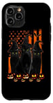 Coque pour iPhone 11 Pro Black Cat Witch Hat American Flag Funny Halloween Costume