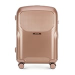 WITTCHEN Lady 2 Stylish Medium-Sized Suitcase Travel Luggage Hard-Wearing Polycarbonate Trolley 4 Double Wheels TSA Combination Lock 3,8 kg 65 L Size M Muted Pink Elements in Rose Gold