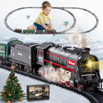 Joellfuner Jouet De Train Électrique À Vapeur, Train Electrique Enfant, Locomotive à Vapeur Electrique avec la Fumée Lumineuse et Le Son, Cadeaux de Noël Anniversaire pour Enfants