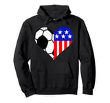 Soccer Heart American Flag Funny Patriotic Soccer Player Pullover Hoodie