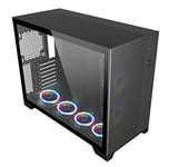 SaharaGaming P480MB-T RGB ATX Boîtier PC (4 Ventilateurs ARGB Pirate Turbo 12 cm, Gestion des câbles, hub de Ventilateur 10 Ports, PWM, Sync) Noir