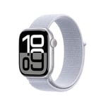 Apple Watch Series 10 (GPS 42 mm) Smartwatch mit Aluminiumgehäuse in Silber und Sport Loop in Blaue Wolke (One Size). Fitnesstracker, EKG App, Always-on Retina Display, CO₂ Neutral