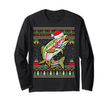 Rainbow Trout Fish Christmas Lights Santa Ugly Sweater Xmas Long Sleeve T-Shirt