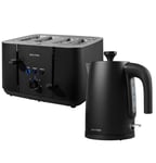 Salter Kuro Kettle and Toaster Set 1.7L  Fast Boil 4-Slice Anti-Jamming Black