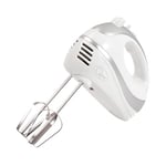 Quest 35890 Electric Hand Mixer / Complete With Chrome Beaters, Dough Hooks & Balloon Whisk / 5 Speed With Turbo Function / 300W / White Colour