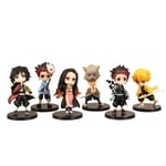 6 st Demon Slayer Anime Figur 7cm Nezuko Tanjirou Zenitsu Inosuke Kyoujurou Kanawo Kawaii Leksak Q Figur PVC Modell Present 6PCS A