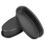 2pcs Oval Cake Pan 9-Inch Non-Stick Ellipse Cheese Cake Pan for Baking, Black