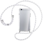 Collier pour Apple iPhone 6, 6S blanc/gris (A) Etui Coque silicone avec cordon