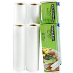 KitchenBoss Vacuum Sealer Rolls - Vacuum Sealer Bags - 4 Rolls 20 x 500cm and 28 x 500cm | with Cutter-Box | BPA-Free | Heavy Duty Embossed | for Vacuum-Sealer Food Storage and Sous Vide Cooking