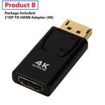 4K DP TO HDMI - = 0.5 m - Adaptateur DisplayPort vers HDMI 4K, convertisseur mâle, DP vers femelle, câble TV HD, adaptateur Audio et vidéo pour PC TV