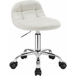 Woltu - Tabouret de Bureau en Velours + Métal Tabouretavec Dossier, Tabouret Réglable, Crème Blanc