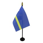 AZ FLAG - Mini Drapeau Curaçao De Table - 15x10 cm - Drapeau Hollandais De Bureau 100% Polyester avec Hampe Pointe Dorée