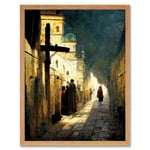 The Way Of The Cross Via Dolorosa Street Oil Painting Art Print Framed Poster Wall Decor 12x16 inch