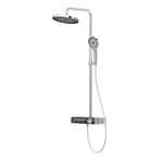 EMKE Colonne de Douche Thermostatique, Douche à Main 3 Fonctions, Pommeau de Douche Extra Large de 260 mm, Réglage du Débit d'Eau, 355x400x1100 mm, Chromé