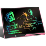 Tablette d'écriture LCD 21 Pouces Rechargeable, Portable Tablette Dessin Enfant Effaçable Écriture, Dessin et liste de mémorisation Tablettes Graphiques Educatif Cadeau pour Enfants Jouets Rose