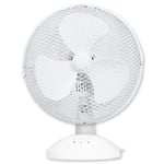 Excel 9 Inch Oscillating Table Desk Fan 2 Speed with Adjustable Tilt Angle White