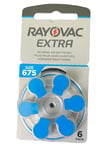 Pack Of 6 Rayovac Extra Size 675 Hearing Aid Batteries Blue - Zinc Air Hg0% PR44