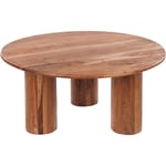 Table Basse de Salon Moderne en Bois d'Acacia Clair de Forme Ronde 3 Pieds Colina