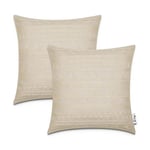 Paco Home Housse De Coussin Housse De Coussin Décoratif Lot De 2 Canapé Salon Feuilles Scandinave, Couleur:Crème, Sets:2pcs-Set