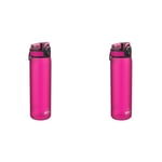 Ion8 Gourde, 500ml, Anti-Fuite, Facile à Ouvrir, Verrouillage Sécurisé, Lavable en Lave-vaisselle, Sans BPA, Poignée de Transport, S'adapte aux Porte-gobelets, Facile à Nettoyer, Rose (Lot de 2)