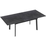 Table à Manger en Marbre Extensible 6-8 Personnes Pierre Véritable Frittée Grand Meuble Cuisine Moderne 130x160x79cm - Gris Noir