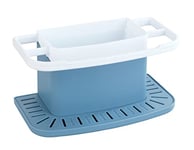 WENKO Cosmo Organiser Sink Drainer Caddy, Polypropylene, Blue/White, 11 x 11.5 x 21 cm
