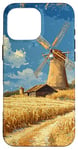 iPhone 16 Pro Max Wheat Fields With Windmills Landscape Vintage Graphic Case