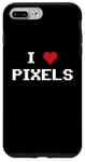 Coque pour iPhone 7 Plus/8 Plus Retro Gamer - I Love Pixels - Pixel Art Cœur