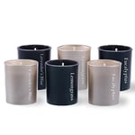 Candellana Lot de 6 bougies parfumées, 5,5 x 6,5 cm, noir mat et laiton, cire européenne, mèche en coton naturel, anti-moustique, citronnelle, lavande, eucalyptus, recyclable