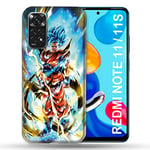 Cokitec Coque pour Xiaomi Redmi Note 11/11S Manga Dragon Ball Sangoku Blanc Multicolore