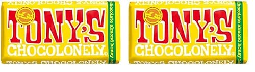 Tony's Chocolonely Milk Almond Honey Nougat Chocolate Bar - 180g, Milk Chocolate, Gift, Vegetarian - Belgian Fairtrade Chocolate (Pack of 2)