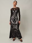 Phase Eight Hermione Tapework Maxi Dress, Black/Nude