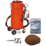 Combiné Sableuse Aérogommeuse Aspirateur mobile 106L intérieur/extérieur + 4 Buses 7mm + Sac 25kg d'Abrasif Garnet 120A+ Mesh