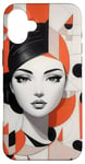 Coque pour iPhone 16 Plus Art géométrique de femme moderne - Silhouette minimaliste