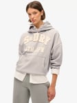 Superdry Athletic Essentials Applique Oversized Hoodie, Grey Marl