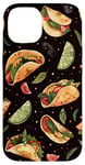 Coque pour iPhone 14 Aquarelle noire motif ethnique latino tacos Pan Dulce