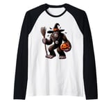 Scary Halloween Bigfoot Witch Hat Costume Spooky Season Raglan Baseball Tee