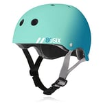 80Six Dual Certified Kids Skate Helmet for Boys/Girls Ages 5 to 14+ Triple Comfort & Protection - Perfect for Roller Skates, Bike, Scooter, BMX, Skateboard, Bike Helmet (Green Teal Fade, Age 14+)