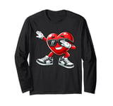 Funny Dabbing Heart Valentine Mens Kids Retro Valentines Day Long Sleeve T-Shirt