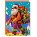 Colourful Crochet Amigurumi Style Santa Claus Festive Xmas Christmas Card